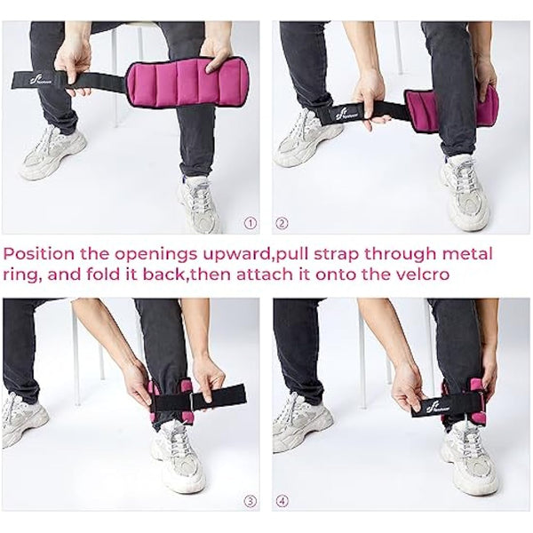 Sportneer Ankle Weights Adjustable Ankle Weights Set Wrist Strap 0.45kg - 2.25kg Each Ankle, 0.9kg - 4.5kg a Pair