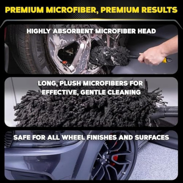 Meguiar's X1902EU Supreme Microfibre Wheel Brush, Medium, Completely Safe Wheel Cleaning, Black