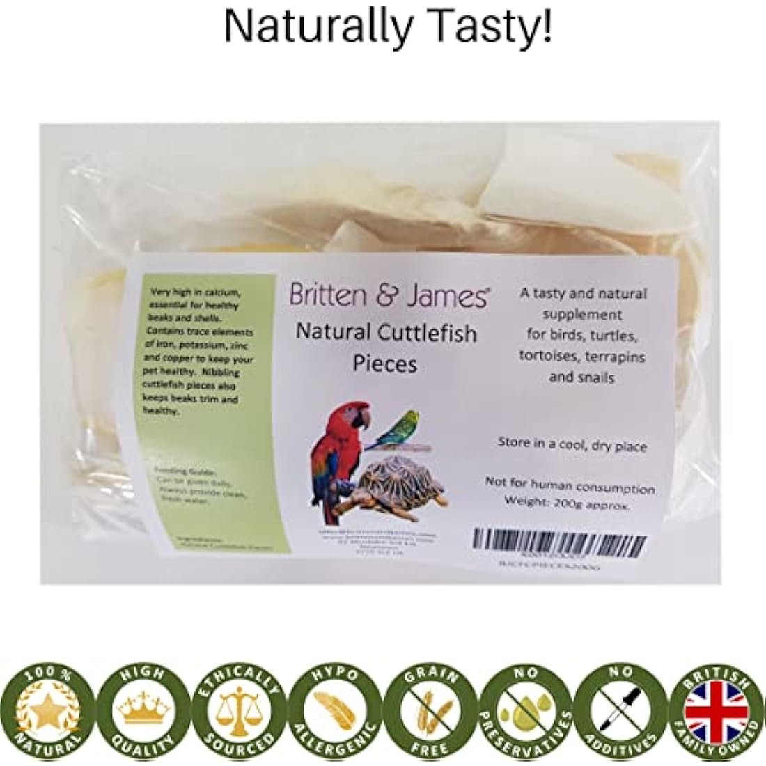 Britten & James Natural Cuttlefish Broken Pieces for Birds, approx. 200g