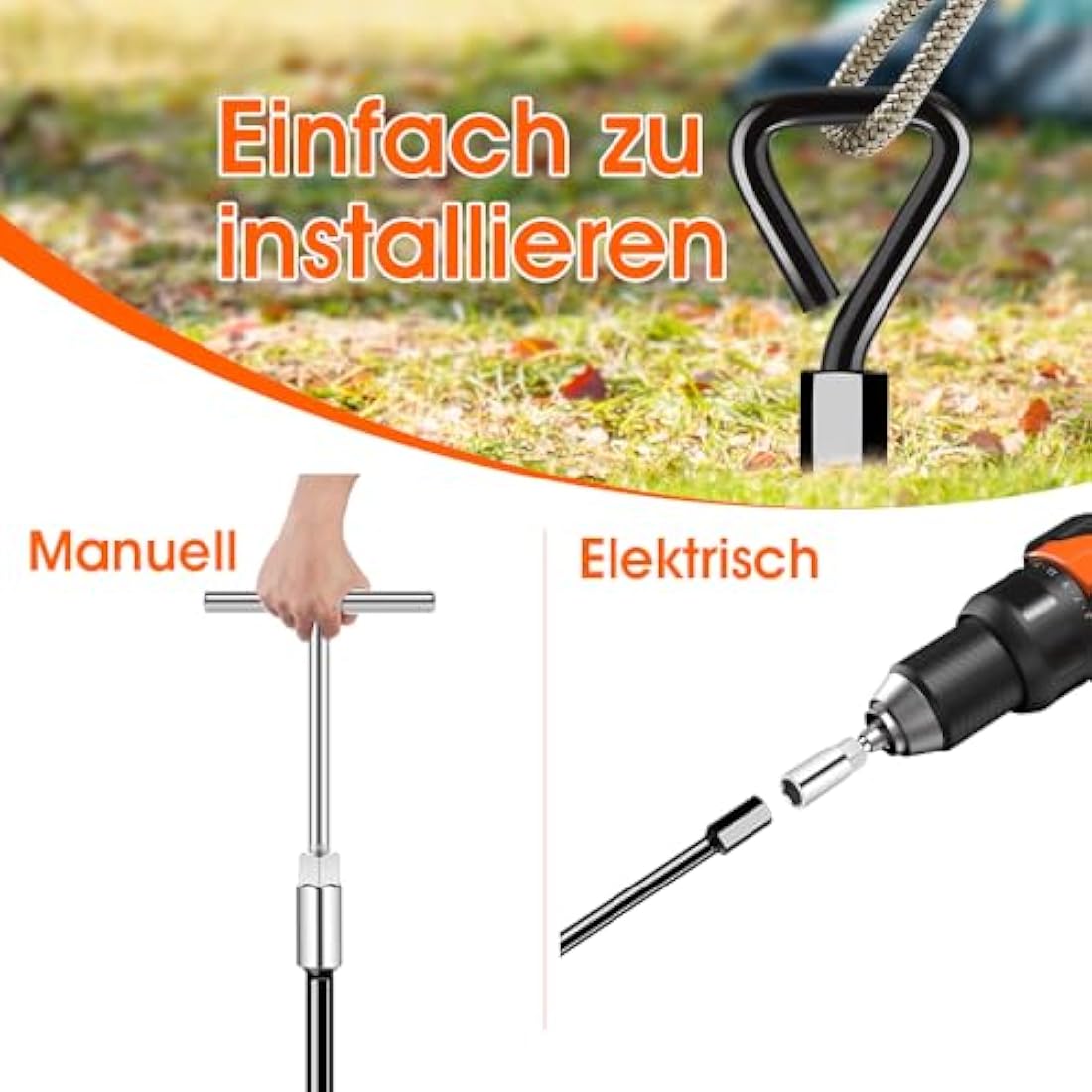 Ground Anchors Screw in Tent Pegs Heavy Duty Trampoline Pegs High Winds, Ground Anchors for Camping Tent, Canopies, Carports, Sheds, Swing Sets, Canopy Stakes Kit, Mobile Home Anchors (8)