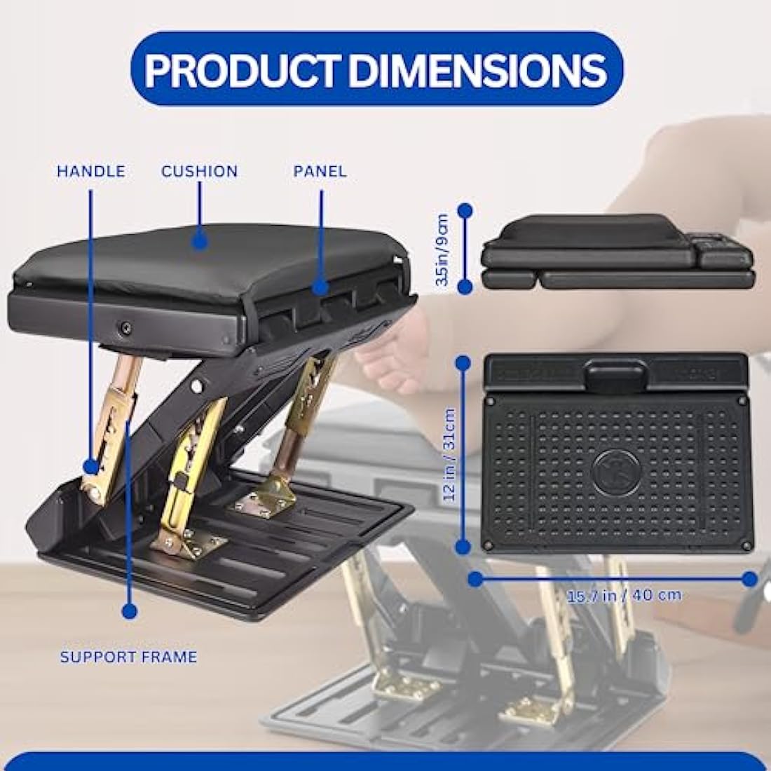 PAKSLAND Adjustable Footrest Under Desk - Multifunctional Foot Rest with Massage Function - Smooth Spongy Pad Office Foot Rest