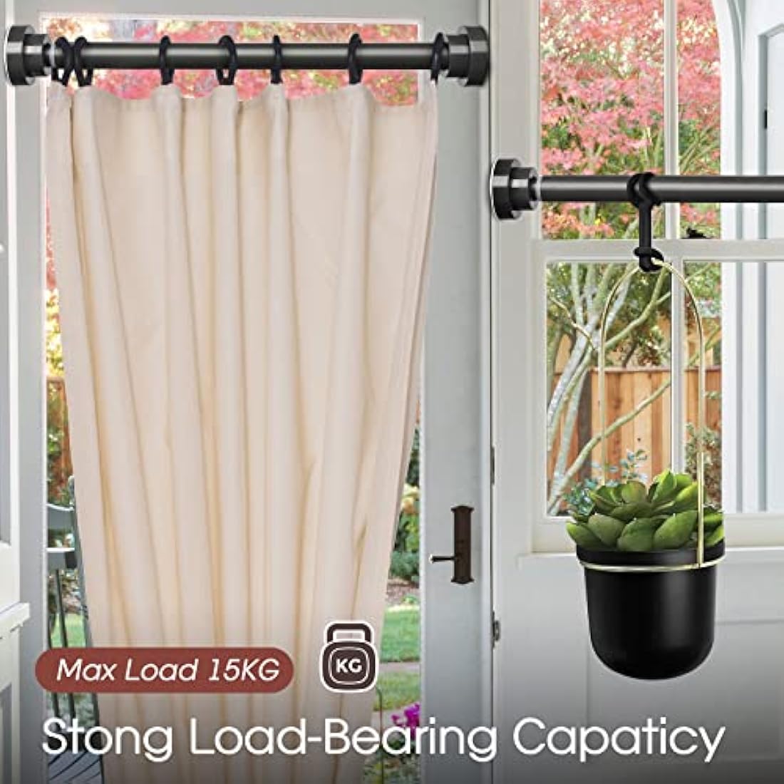 Stainless Steel Extendable Shower Curtain Pole 115-210cm Tension Rods for Curtain Telescopic Curtain Poles No Drilling Adjustable Shower Curtain Rail for Kitchen Closet Bathroom Window, Dark Grey