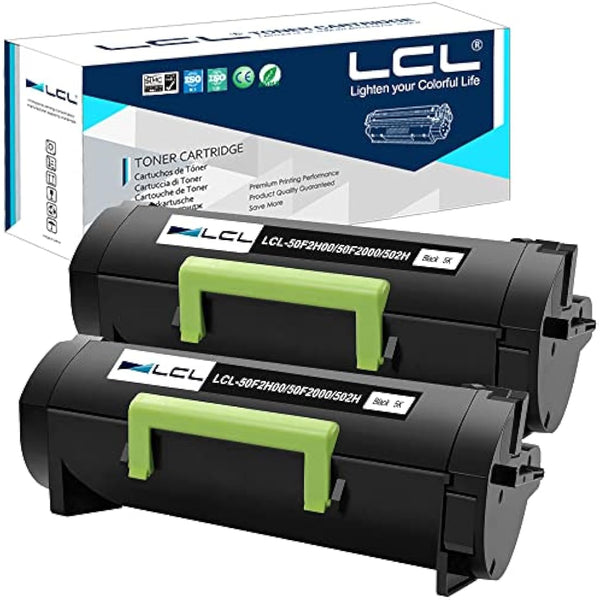 LCL 50F2H00 50F2H0E 50F2000 50F200E 502 502E 502H 502HE 5000page Toner Cartridge Compatible for Lexmark MS310 MS310d MS310dn MS312 MS312DN MS315 MS315dn MS410 MS410d MS410dn MS415 MS415DN (2 Black)