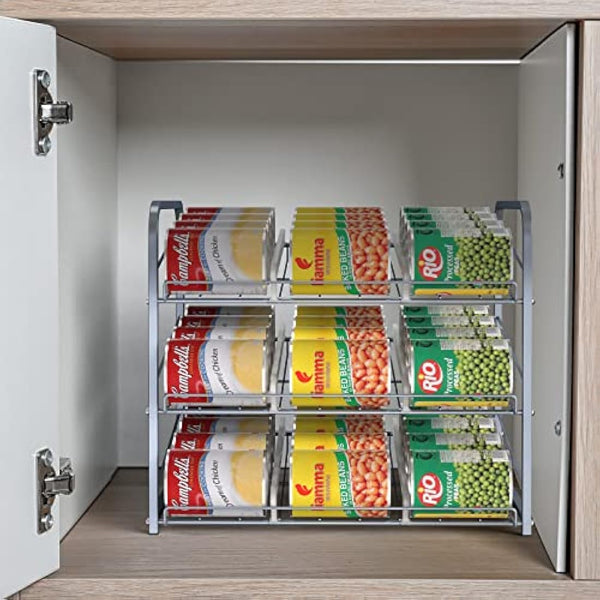 Stackable Can Rack Organizer, 2 Pack Can Dispenser Storage for 72 Cans, 3 Tier Can Storage Rack Holder for Kitchen Cabinet Pantry Countertop