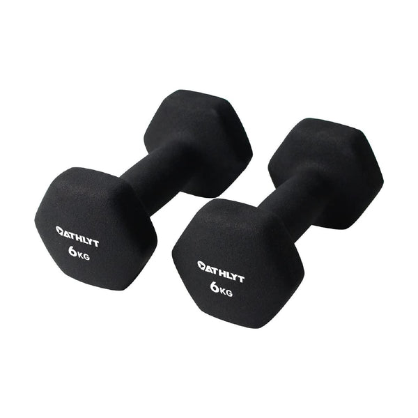 Athlyt - Neoprene Dumbbell Weights, 2 x 6kg, 06# 2 X 6 Black
