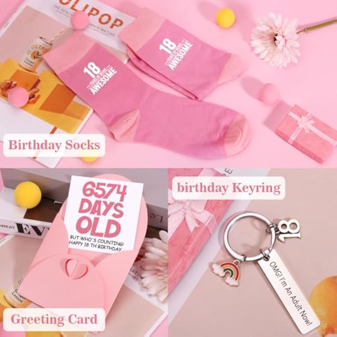 TuDou 18th Birthday Gifts for Girls, Happy 18th Birthday Hamper for Girls, 18 Year Old Girl Gifts, 18 th Birth-Day Pamper Box for Her, Best Friend, Sister, Daughter, 18 th Birth-Day Presents for Girl