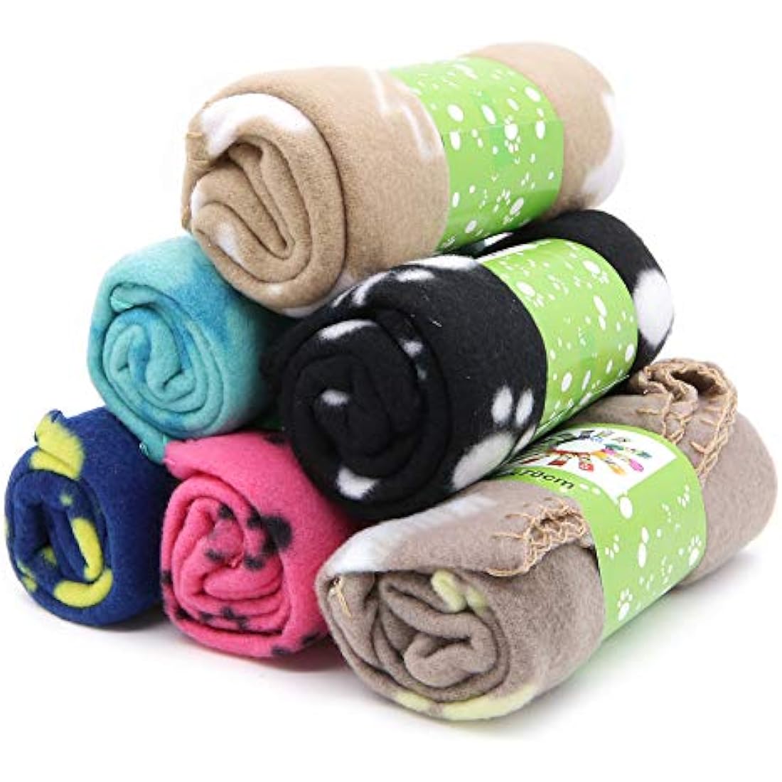 tifee 6 Pieces Pet Blanket Cushion Dog Cat Soft Warm Blankets Puppy Washable Sleep Mat Pad Bed Cover With Paw Print(60 x 70cm/23.6 x 27.6 inch, Multicolor)