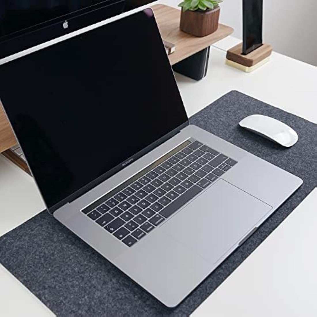 DawnTrees Desk Mat | Felt Desk Pad Protector | Office Felt Desk Mat | Keyboard Pad | Extra Large Mouse Pad… (Dark Grey, 90x40cm)