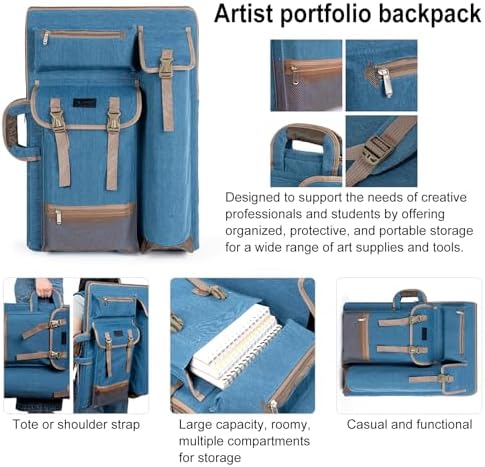 TRANSON Art Portfolio Case Artist Backpack Canvas Bag Large 26” x 19.5”