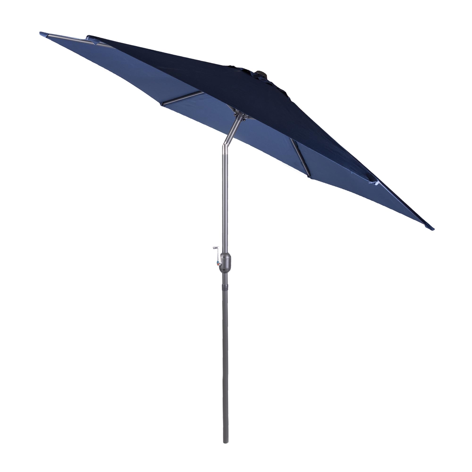 Alfresia 2.7 Metre Parasol - Round with Push Button Tilt, Outdoor Table Parasol Umbrella with Crank Handle, Garden Patio Sun Shade, Grey, Easy Assemble