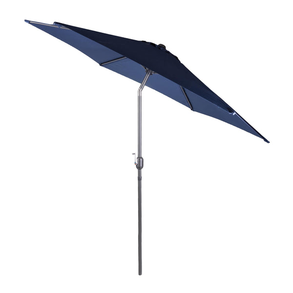 Alfresia 2.7 Metre Parasol - Round with Push Button Tilt, Outdoor Table Parasol Umbrella with Crank Handle, Garden Patio Sun Shade, Grey, Easy Assemble