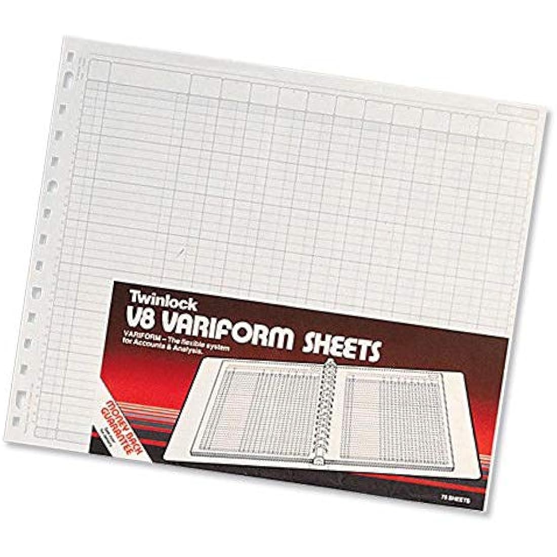 Rexel Twinlock Variform Multi-Ring Binder V8 Cash Refill Sheets 24 Columns, White(Pack of 75)