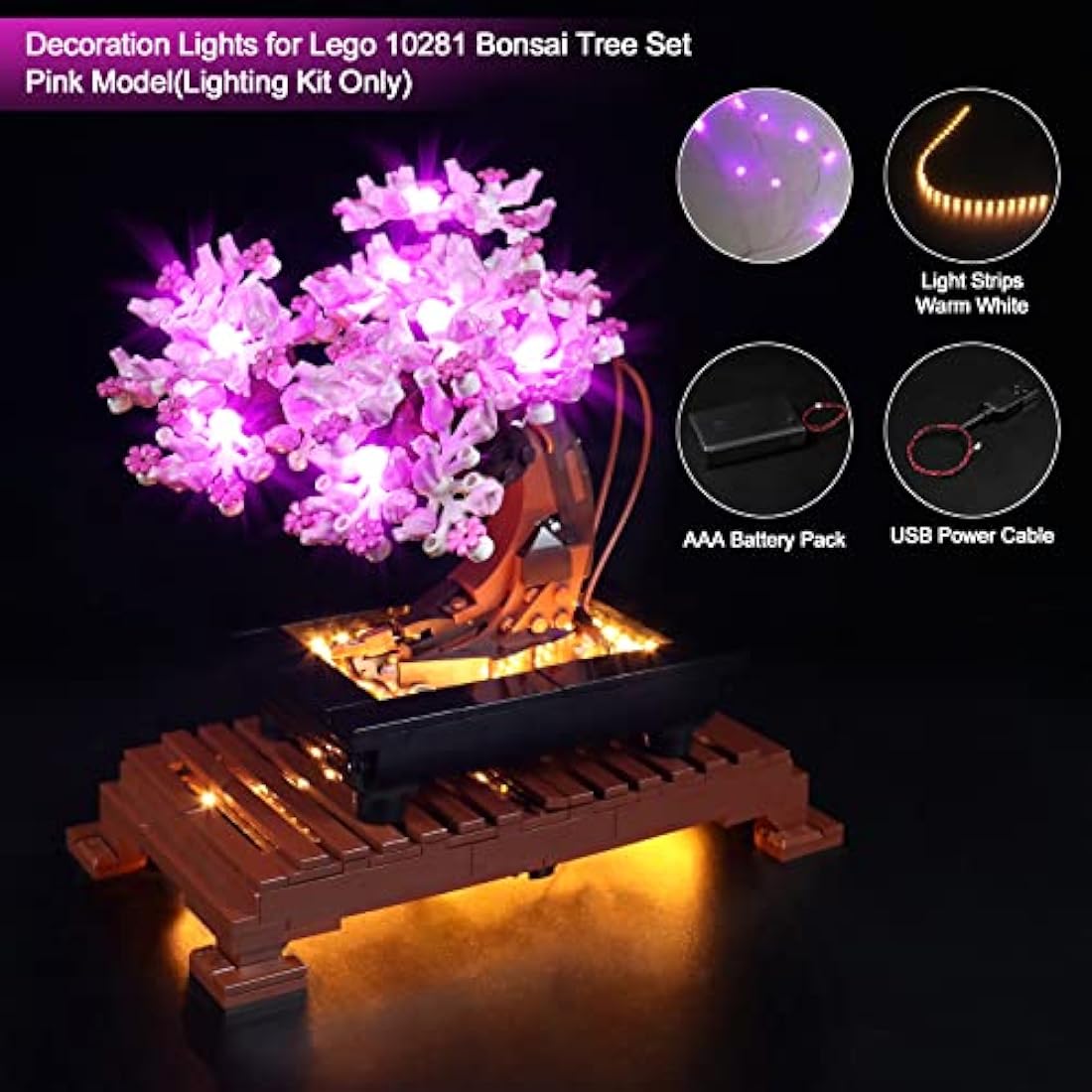 LocoLee Light Set for Lego Bonsai Tree, Led Decoration Lighting Kit for Lego 10281 Bonsai Tree Building Blocks Model,Botanical Collection Creative Home DéCor DIY Projects,No Lego