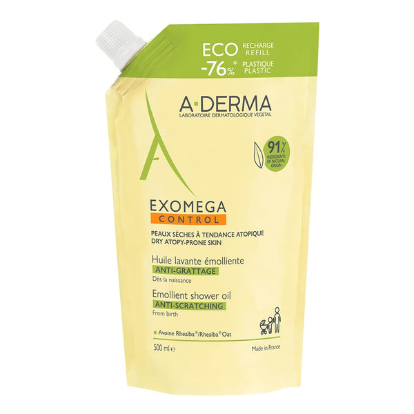 A-DERMA Exomega Control Shower Oil Refill Pack 500 ml Shower Gel