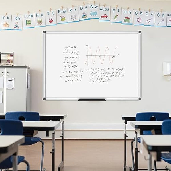 VIZ-PRO Magnetic Whiteboard Silver Aluminium Frame, W90xH60CM