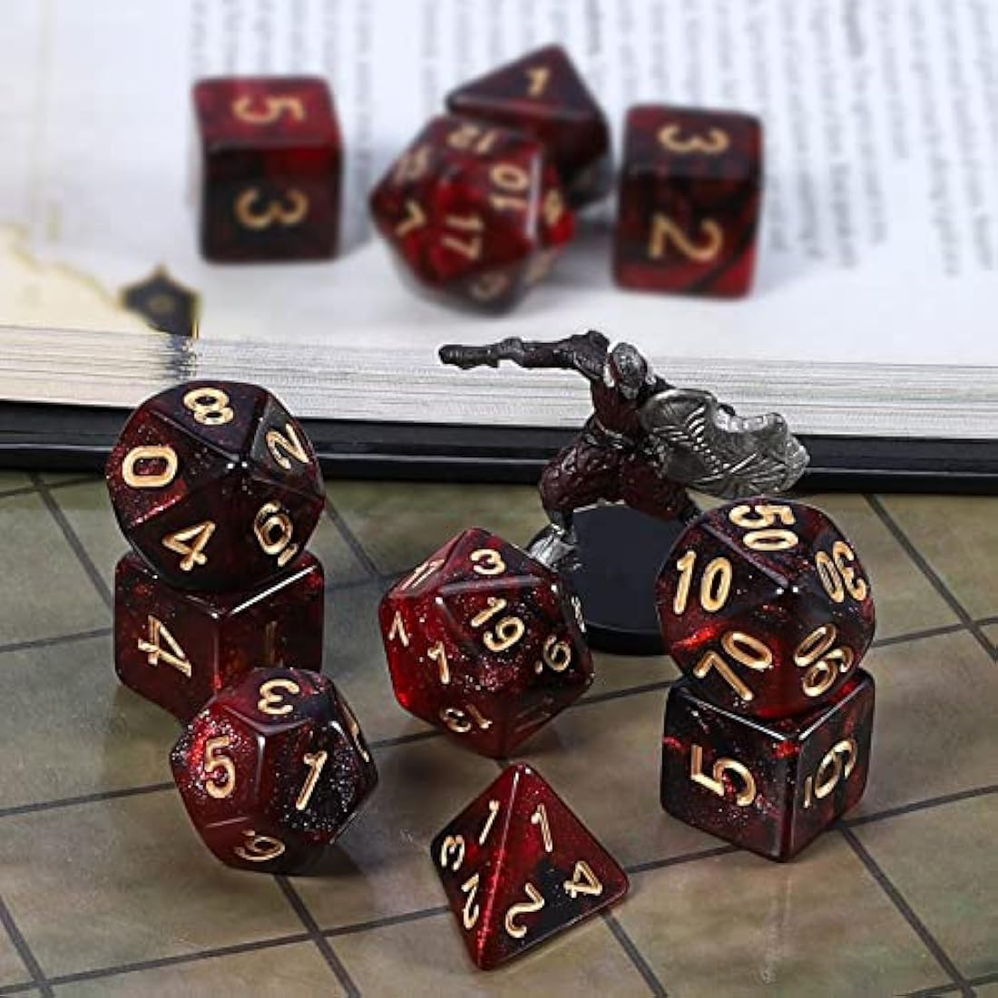 QMAY DND Dice Sets - 2 X 11 Polyhedral Dice (22pcs) for Dungeons and Dragons, Role Playing Table Game.