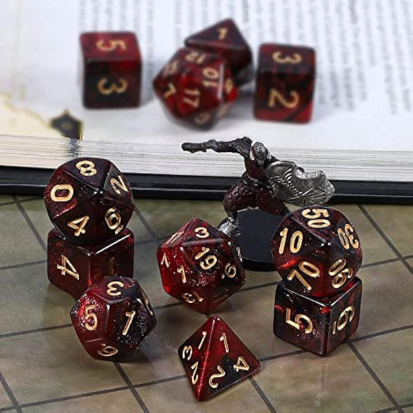 QMAY DND Dice Sets - 2 X 11 Polyhedral Dice (22pcs) for Dungeons and Dragons, Role Playing Table Game.
