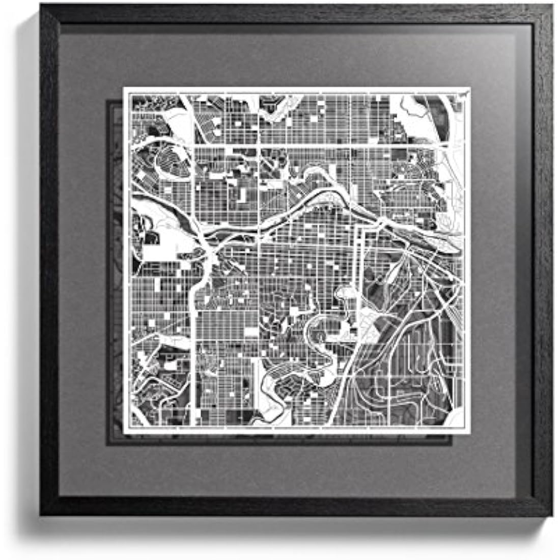 Calgary Paper Cut Map White 30x30 cm Paper Art