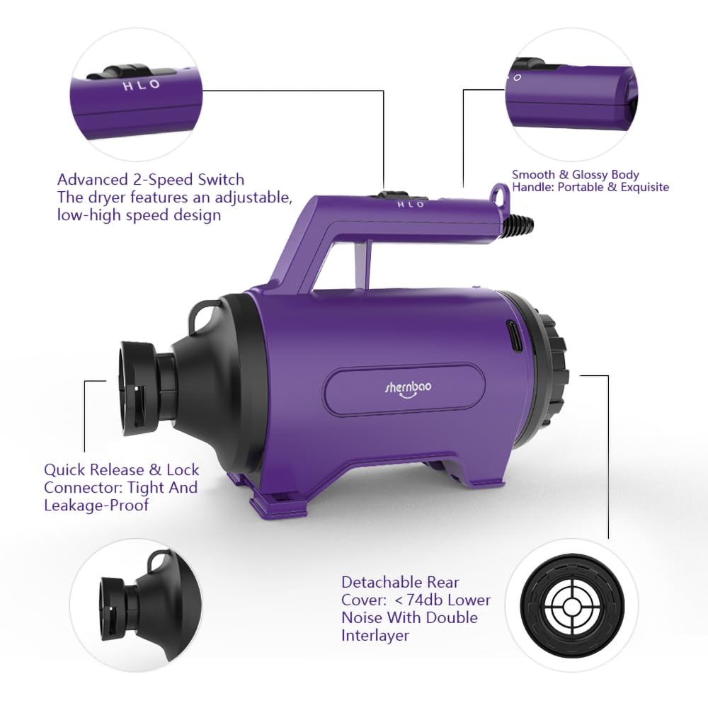 shernbao High Velocity Car & Motorcycle Dryer Blower for Auto Detailing and Cleaning Dusting 240 V / 1200 W-3.2 HP