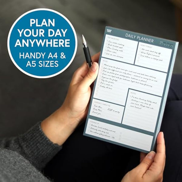 A5 Daily Planner Pad - 100 Undated Tear-Off Sheets, Compact To-Do List & Desk Organiser for Work, Study & ADHD Focus