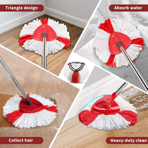BONBELONG Mop Heads Compatible with Vileda 2-in-1 Turbo Mop Replacement Head Microfibre (Red, 3 Pack)