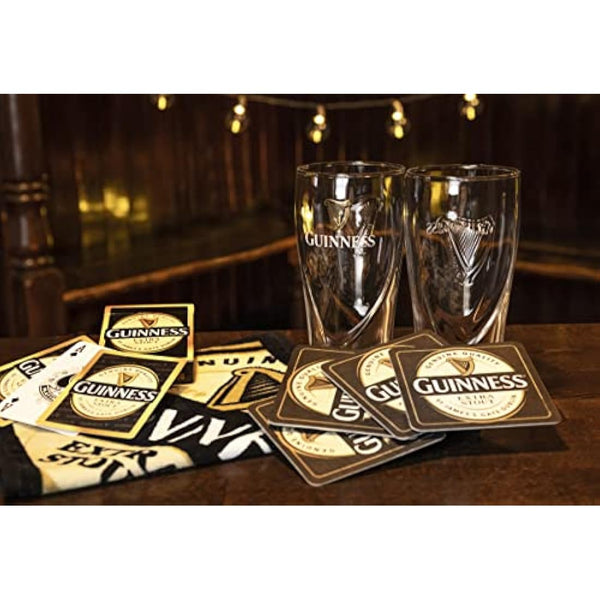 Guinness Home Bar Pack - Gravity Pint Glasses, Bar Towel & Playing cards