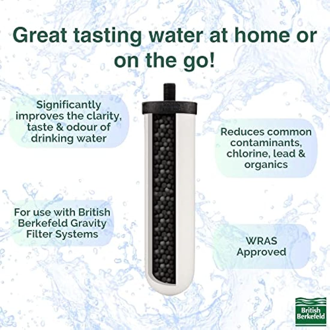 British Berkefeld 7" Ultra Sterasyl Ceramic Gravity Filter Cartridge | 2 Pack| Reduces Contaminants | Suitable for All Gravity Cans | Improves Taste & Odour | NSF Certified Candle Element