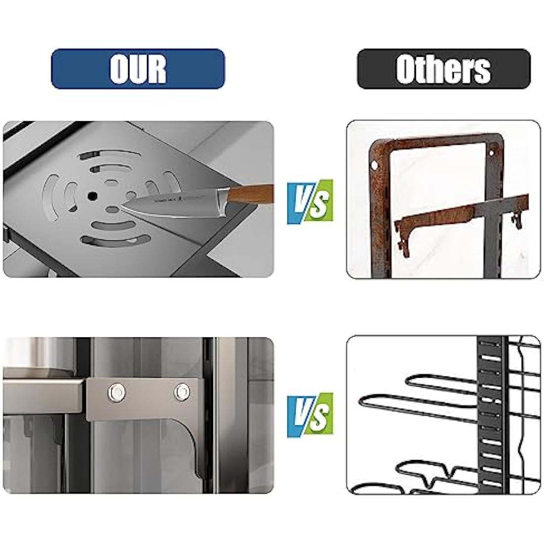 CASONNIK 7-Tier Adjustable Heavy Duty Pan Organizer - Multiple Use Modes, Pot & Pan Rack for Kitchen Counter and Cabinet