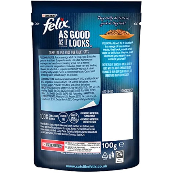 Felix As Good As It Looks Cat Pouches Chicken In Jelly 100g (20 Pouches)