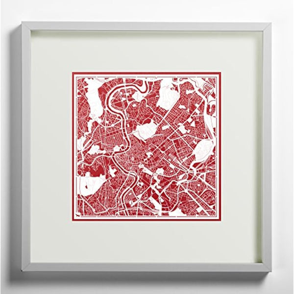 O3 DESIGN STUDIO Rome Paper Cut Map White 30x30 cm Paper Art