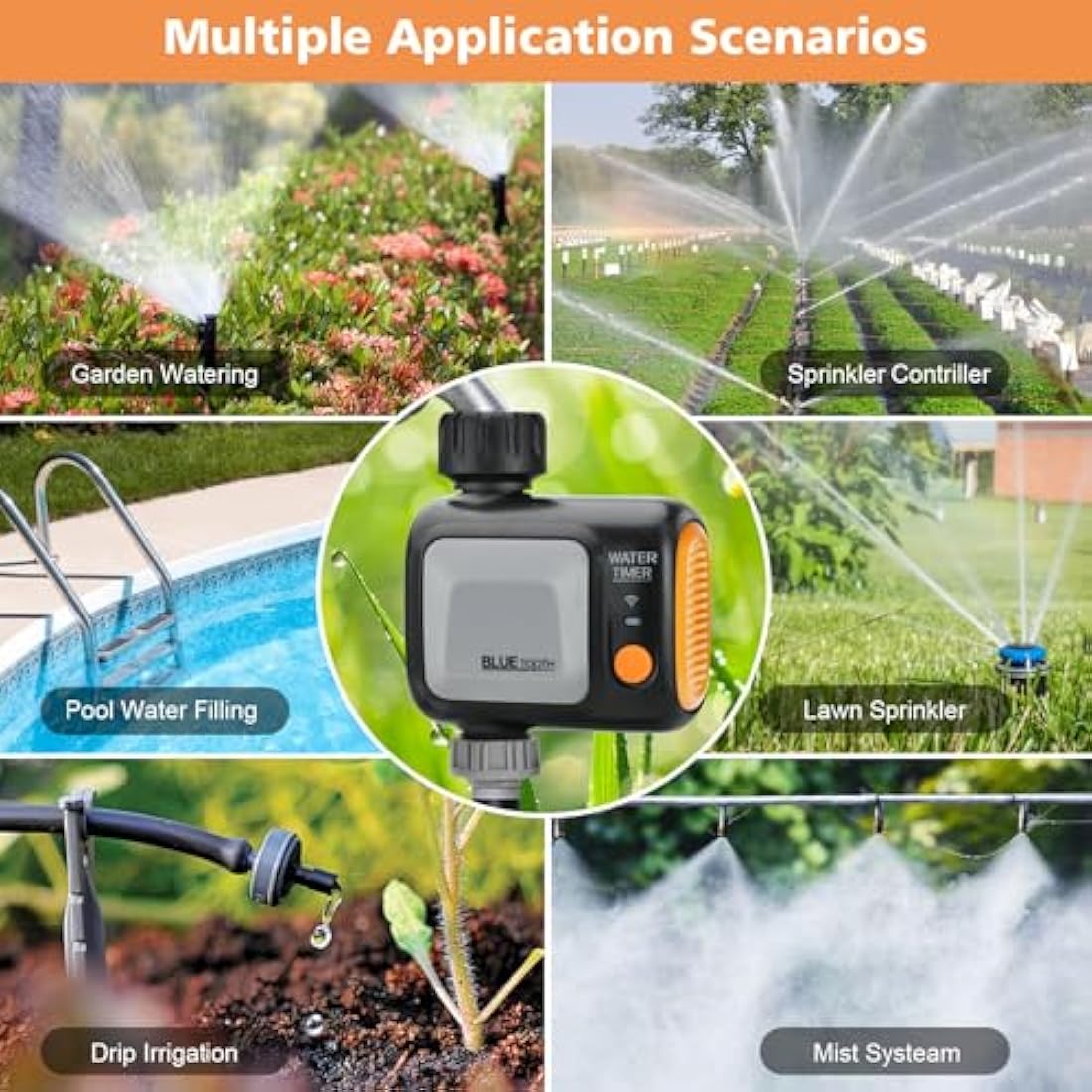 Johgee WiFi Water Timer, Smart Irrigation Sprinkler Timer with WiFi Hub, Hose Timer with Rain Delay for Garden Lawn, Garden Watering System with APP Control/Automatic/Manual, Work with Alexa