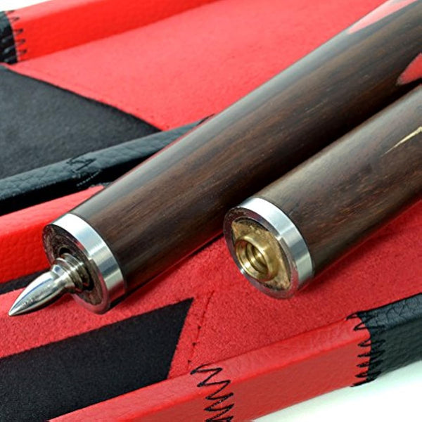 CUESOUL 57" Hand-Spliced 3/4 Jointed Snooker Cue with 2 Extensions Packed in Leatherette Cue Case