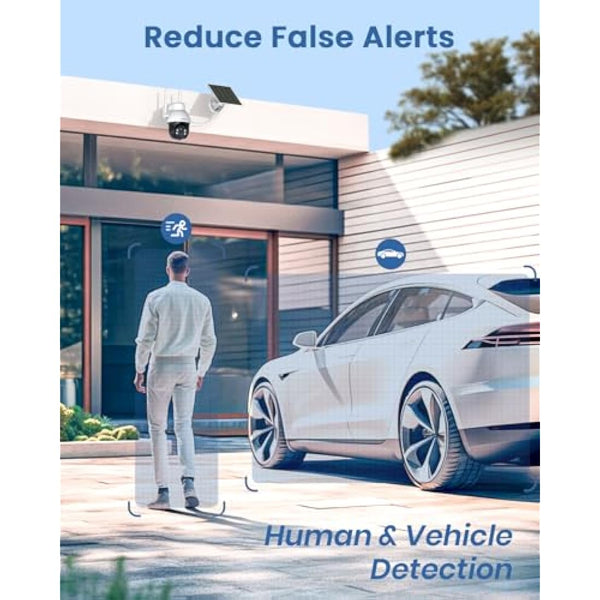 AOSU 3K Solar Camera Outdoor Wireless – 5MP Security Camera, Motion & Human Tracking, 360° PTZ, Zoom & Wide View, Color Night Vision, Two-Way Talk, WiFi, Solar Panel Powered, Alexa