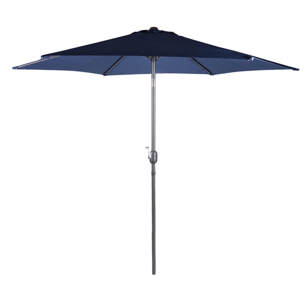 Alfresia 2.7 Metre Parasol - Round with Push Button Tilt, Outdoor Table Parasol Umbrella with Crank Handle, Garden Patio Sun Shade, Grey, Easy Assemble