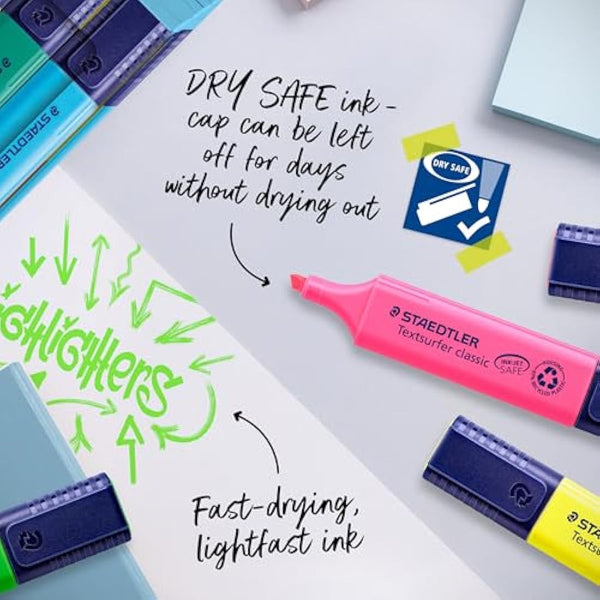 STAEDTLER 364 WP8 Textsurfer Classic Highlighter Pen - Assorted Colours (Wallet of 8)