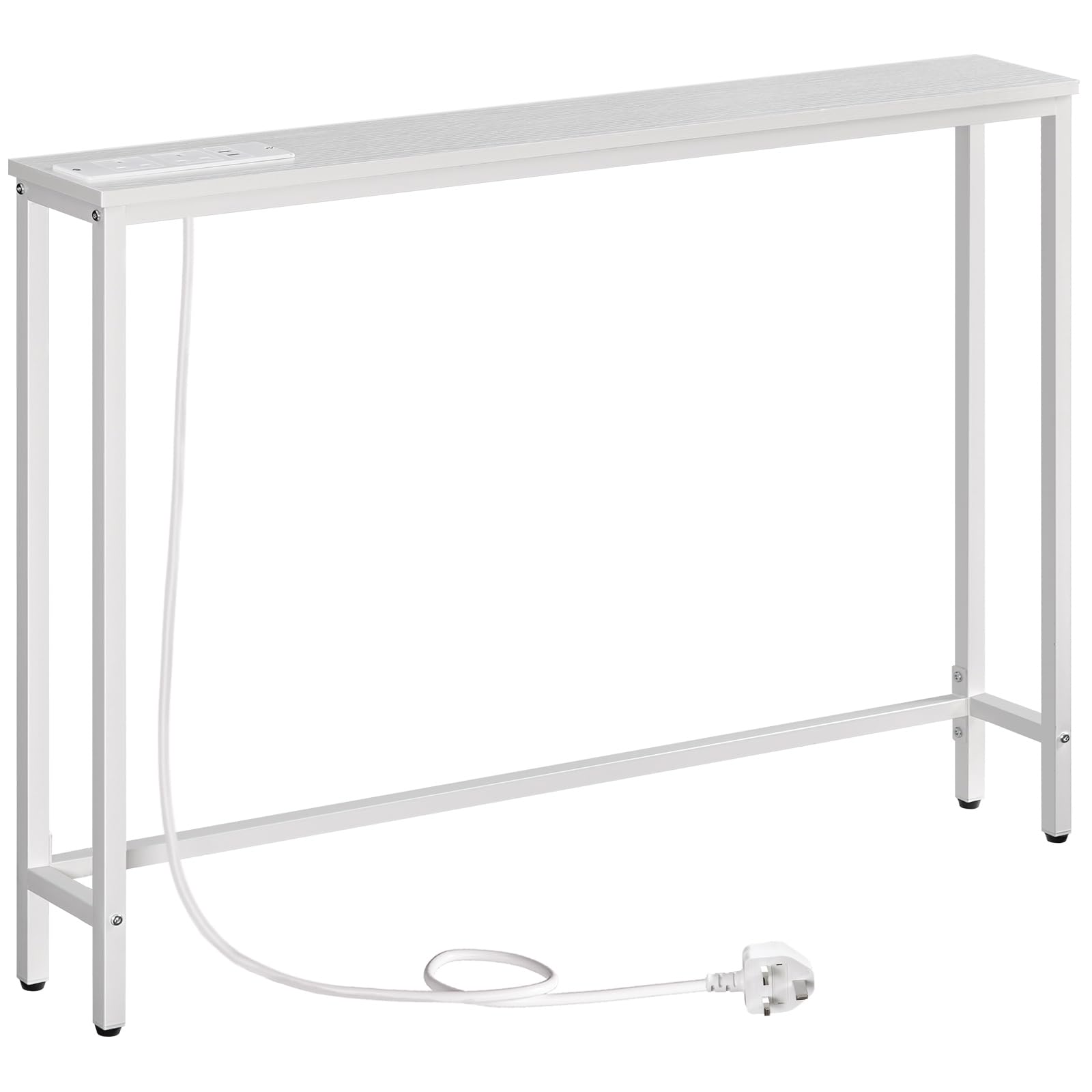 HOOBRO Slim Console Table with Charging Station, Hallway Table with USB Ports and Power Outlets, 100 cm Long, Narrow Behind Sofa Table, for Entryway,