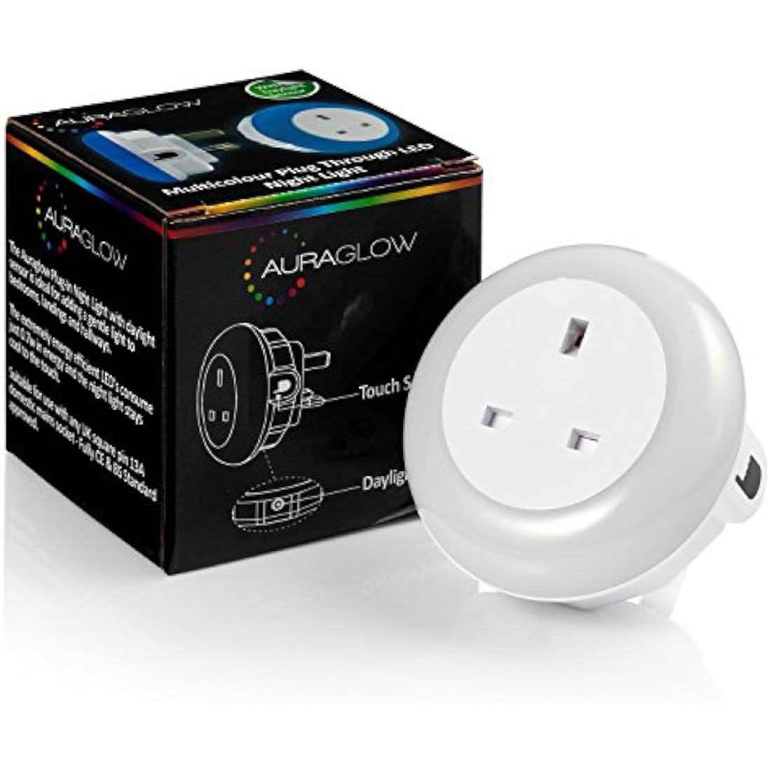 Auraglow Automatic Plug in Multi Colour Plug Through LED Nursery Night Light with Dusk Till Dawn Daylight Sensor