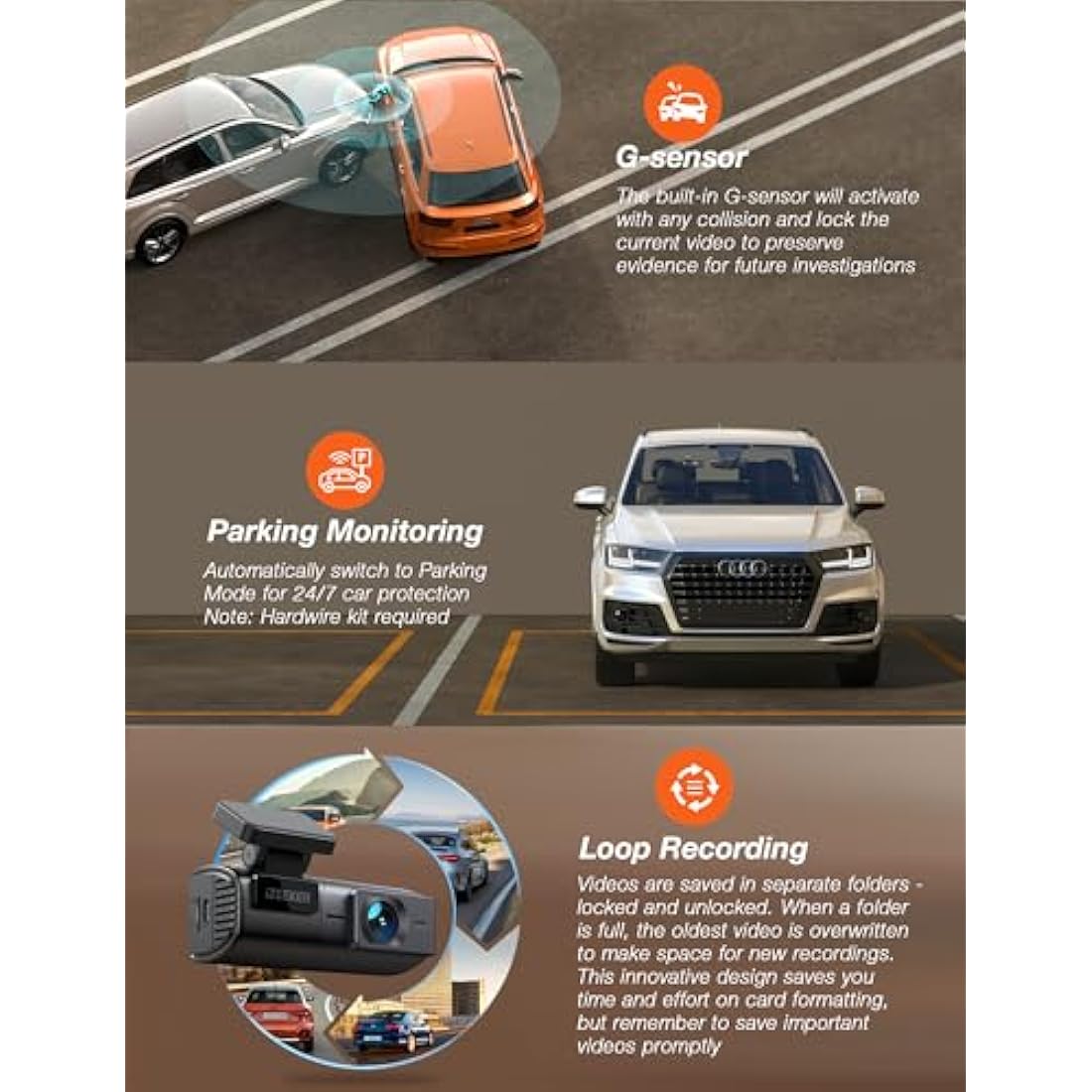 iZEEKER 1440P Dash Cam WiFi, 2.5K QHD Dashcam with Free 32GB Card, Mini Dash Camera with WDR, G-Sensor Emergency Recording, Loop Recording, 24H Parking Mode Supports