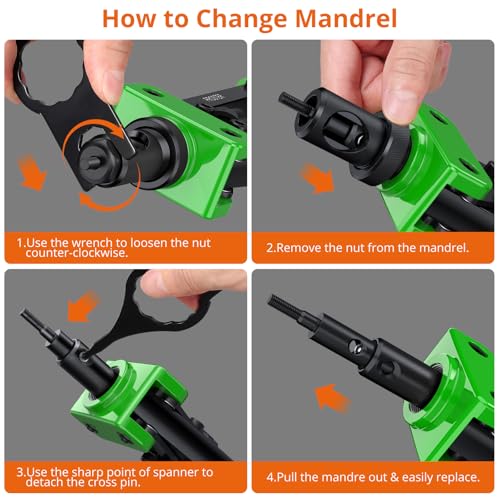 Proster Rivet Nut Tool 14" Heavy Duty Hand Rivet Nut Gun with 6pcs Metric Mandrels 150 PCS M3 M4 M5 M6 M8 M10 Nut Riveter Nut Thread Setter Kit with Storage Box Green