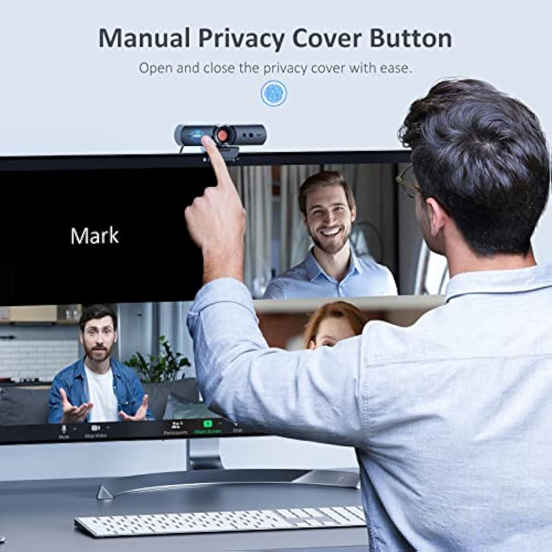 NexiGo HelloCam, 1080p Webcam with Windows Hello and Microphone, True Privacy with Patented Automatic Shutter, Facial Enhancement, HD USB Webcam Camera for PC, Video Calling, Recording, Conferencing