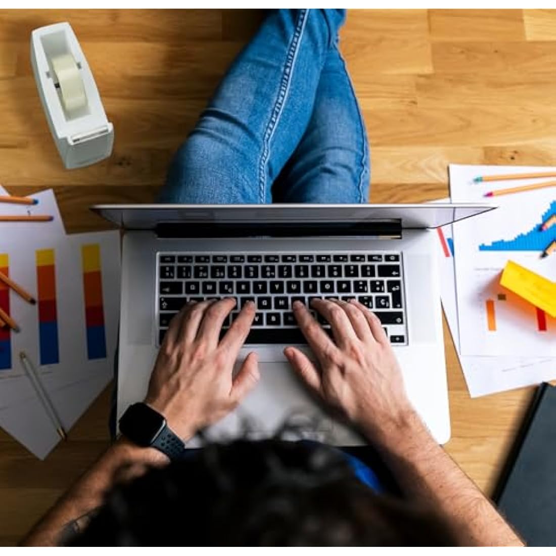 Rapesco 1620 300 Tape Dispenser for Rolls with 1" (25 mm) Core, Includes 4 Tape Rolls, White