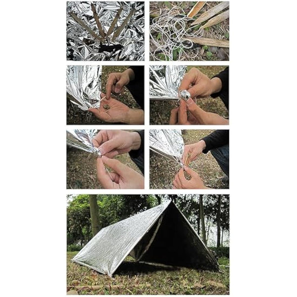 MIXIAO Emergency Foil Blanket (Pack of 100), Survival Thermal Mylar Blankets Individually Packaged Perfect for Outdoors, Hiking, Survival, Marathons or First Aid