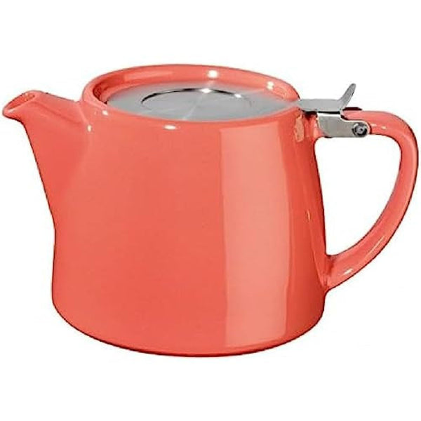 Tea People Forlife Stump Teapot 530 mL 18 Oz., Suitable for 2 Cups, Coral,Orange