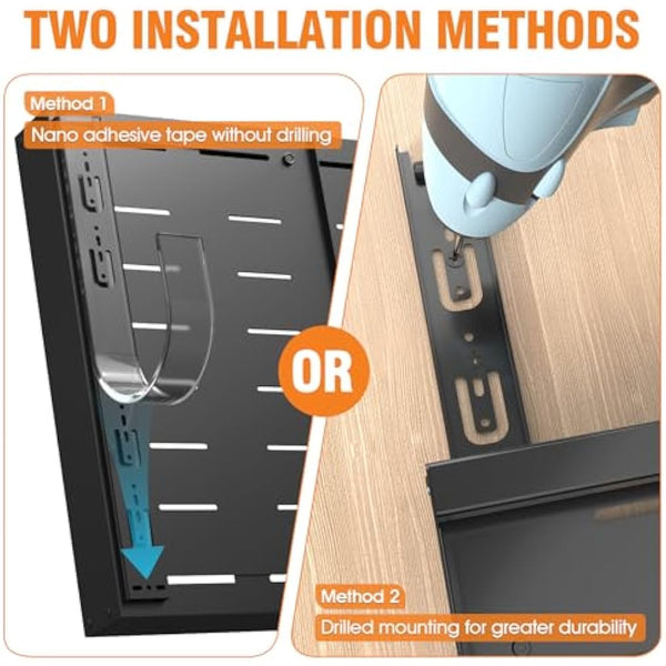 Ronlap Slide Out Drawer, Extendable Pull Out Cabinet Organizer Kitchen Cupboard, Sliding Drawer, No Drilling and Nailing, Kitchen Storage Black