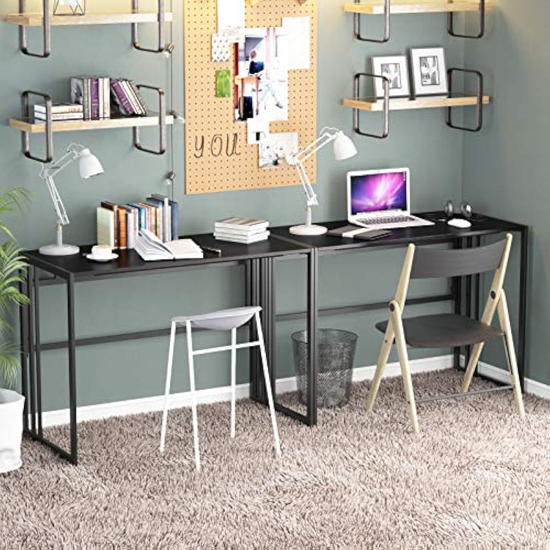 Ulifance Folding Computer Desk for Home Office No-Assembly Writing Desk (Black)