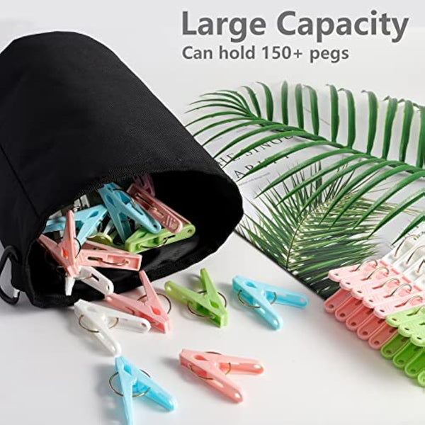 Bakecat Clothes Pegs and Peg Bag, 40Pcs Plastic Clothes Pegs for Washing Line with Bag.