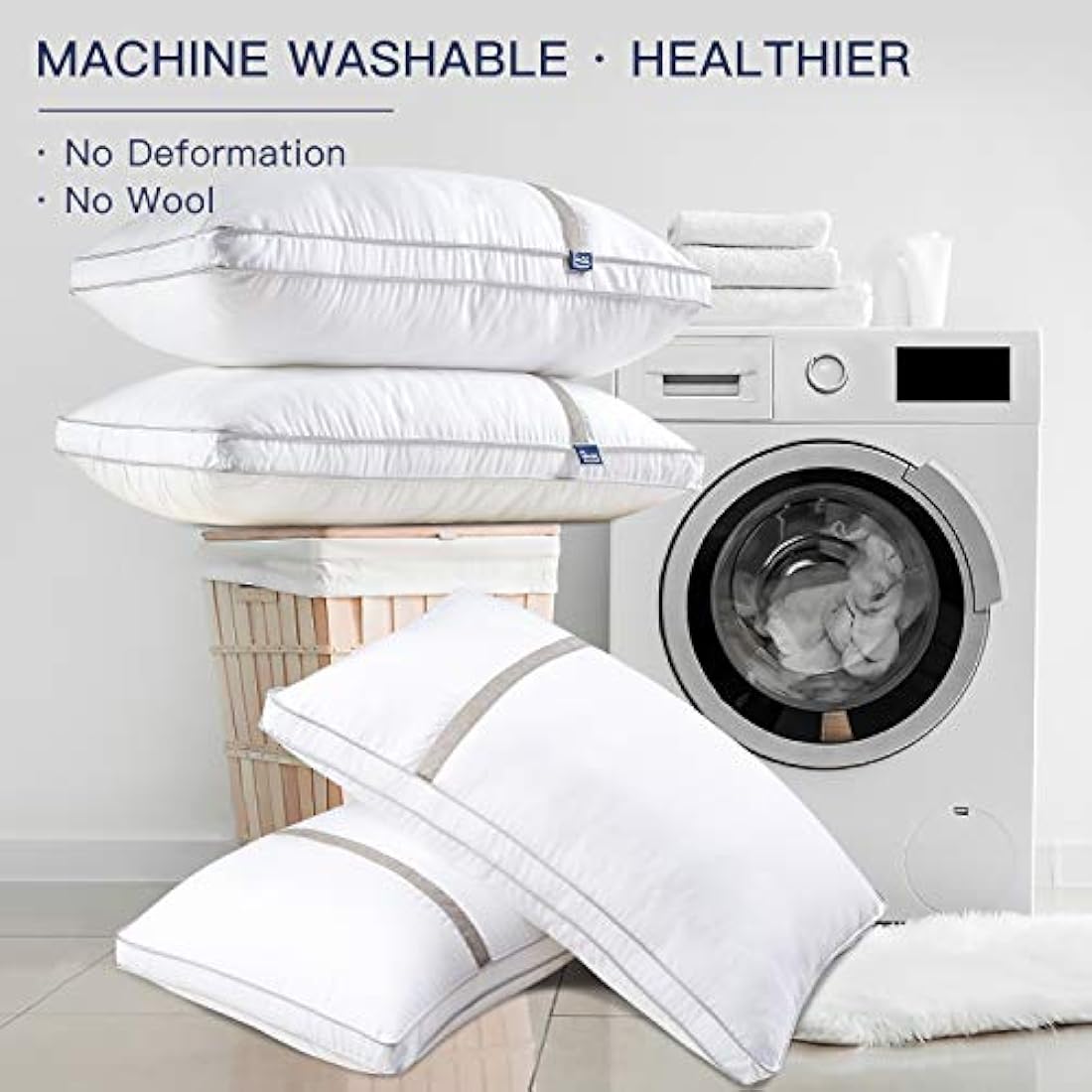 BedStory 4 Pack Sleeping Pillows, Hotel Pillow Down Alternative Dust Mite Resistant & Hypoallergenic, Standard Size Bed Pillow for Neck/Shoulder Pain/Allergy Sufferers and Back/Stomach/Side Sleepers