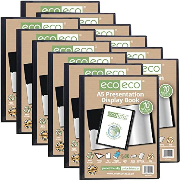 Eco-eco A5 50% Recycled 10 Pocket Presentation Display Book Folder (Pack of 12),eco041x12
