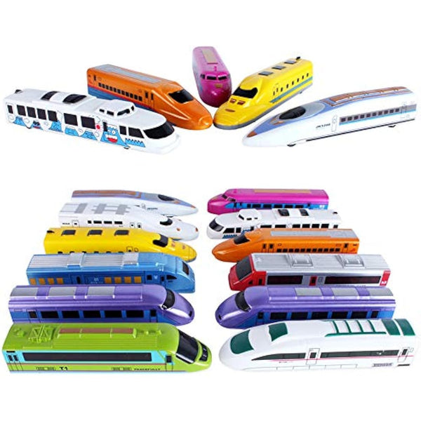 CORPER TOYS Bullet Train Pull Back Toy High Speed City Train Modern Locomotives for Kids Toddle Boys - Bundle of 12