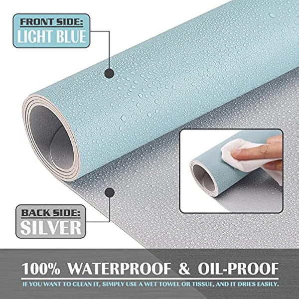 K KNODEL Large Office Leather Desk Mat, Mouse and Keyboard Pad, Computer and Laptop Mat, Desktop Protector and Cover, Writing Pad and Blotter (90x43cm, Light Blue)